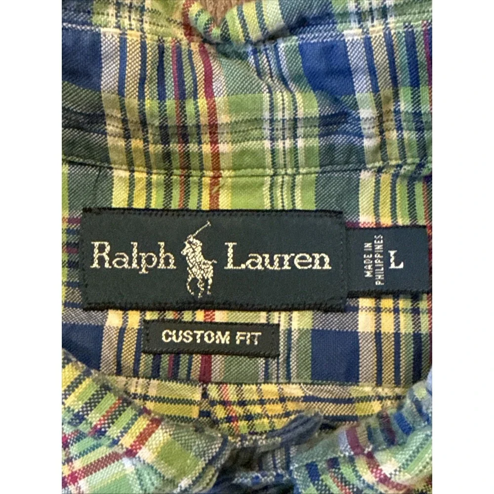 Polo Ralph Lauren Men's Large Custom Fit Long Sleeve Button Down Shirt Plaid